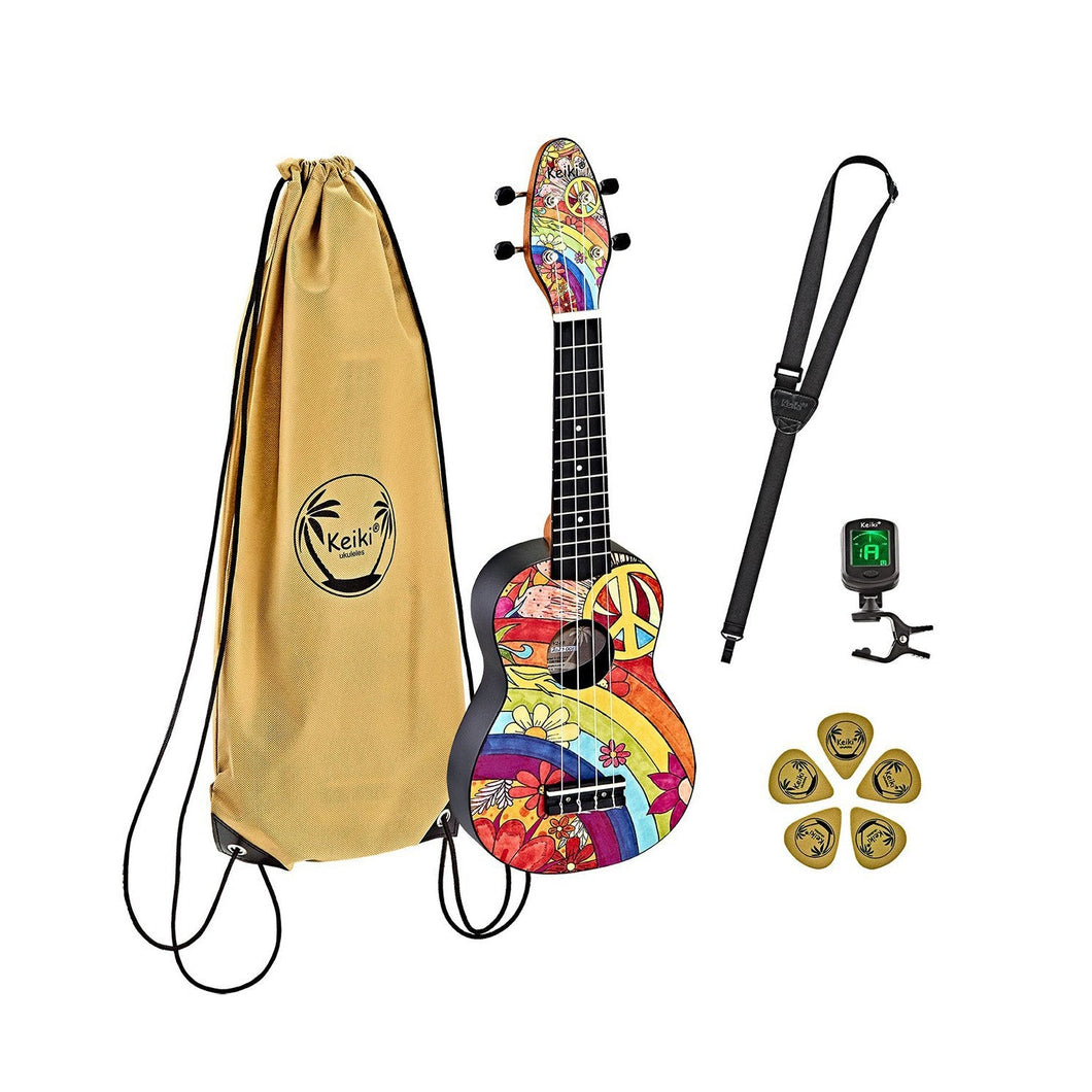 K2-68-L Ukulele-pack Peace 68 vänsterhänt